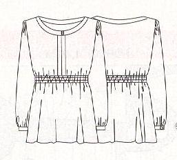 PATRONES №309 AVANCE invierno 2011 октябрь Модель 3. Блуза с рисунком Технический рисунок