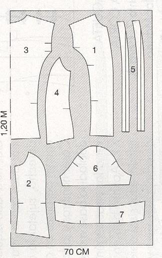 PATRONES extra №3 СOSTURA FACIL 2011 Модель 25. Рубаха с боковыми деталями. Схема раскроя