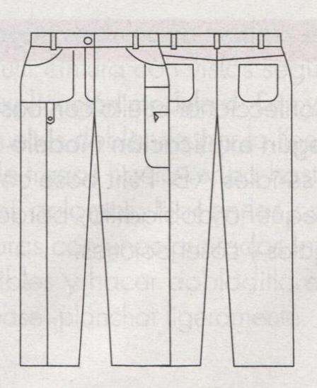PATRONES №2 TALLAS GRANDES 2011 EXTRA.  Модель 41. Ассиметричные брюки. Технический рисунок