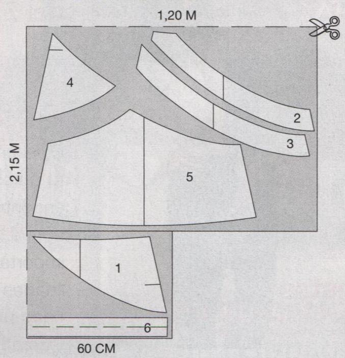 PATRONES №296 ESPECIAL OTONO/INVIERNO 2010 сентябрь модель 59. Длинная юбка YESSICA. Схема раскроя