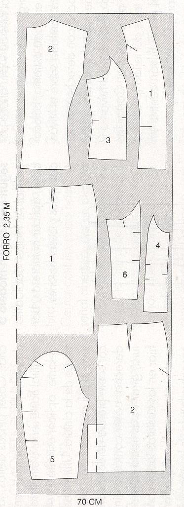 PATRONES №1 TALLAS GRANDES 2010 EXTRA Модель 11, 12. Жакет с отделкой и прямая юбка. Схема раскроя