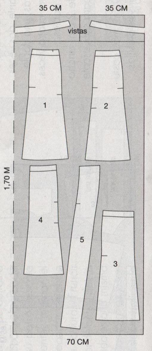 PATRONES №2 TALLAS GRANDES 2011 EXTRA.  Модель 59. Комбинированная юбка.  Схема раскроя