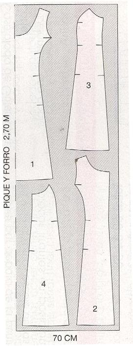 PATRONES №1 TALLAS GRANDES 2010 EXTRA Модель 27. Платье с рисунком. Схема раскроя