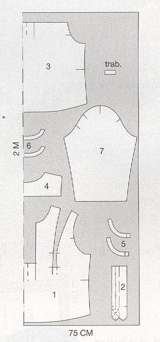 PATRONES №299 PLENO TEMPORADA 2010 декабрь Модель 39. Блуза с рисунком LA RЕDOUTE. Схема раскроя