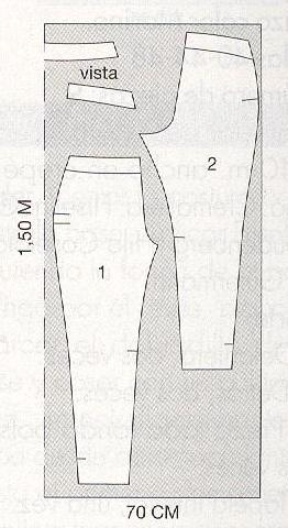 PATRONES №287 FIESTA 2009 декабрь Модель 2. Узкие брюки. Схема раскроя