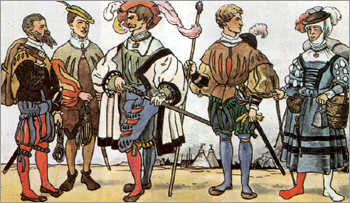 Костюм ландскнехтов. Германия 1520-1530 гг.