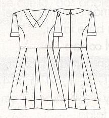 PATRONES №287 FIESTA 2009 декабрь Модель 30. Голубое платье для девочки. Технический рисунок