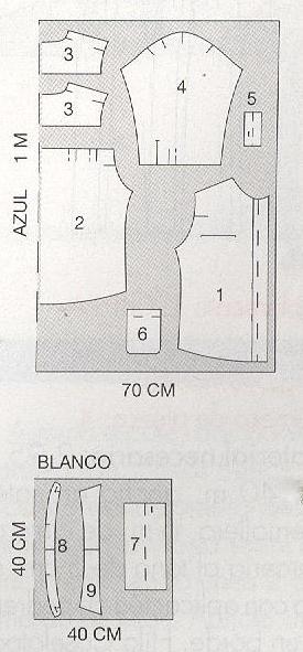 PATRONES №287 FIESTA 2009 декабрь Модель 33. Детская рубашка. Схема раскроя