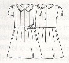 PATRONES №287 FIESTA 2009 декабрь Модель 34. Бордовое платье для девочки. Технический рисунок