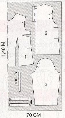 PATRONES №298 JOVEN 2010 ноябрь Модель  23. Блуза с застежкой сзади. Схема раскроя