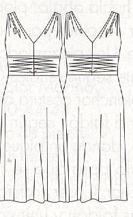 PATRONES №295 AVANCE OTONO 2010 июль. Модель 36. Платье С&A. Технический рисунок